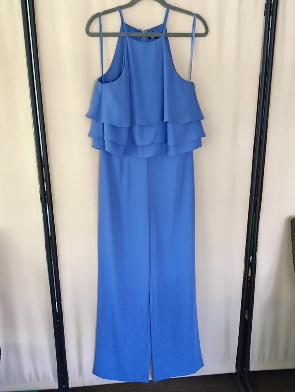 NWOT Gianni Bini Periwinkle Tiered-Ruffle Halter Jumpsuit Size 4